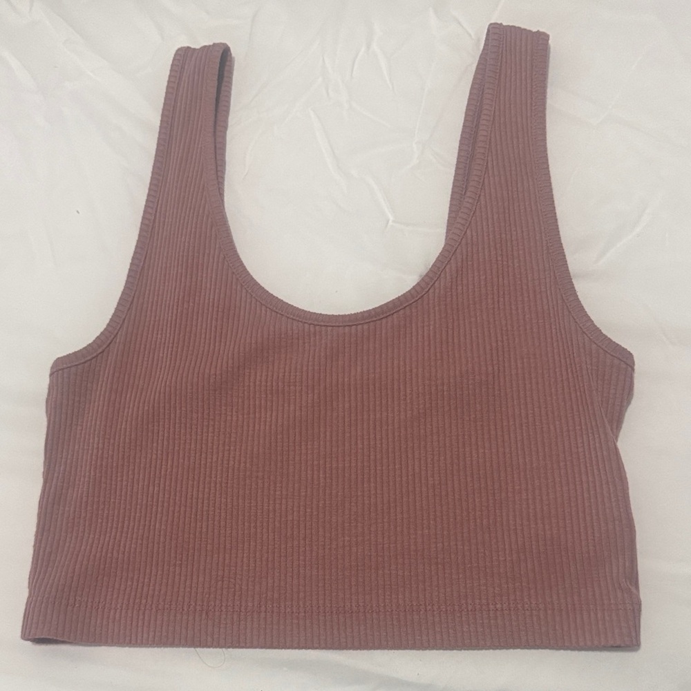 Ribbed Mauve Pink Crop Top